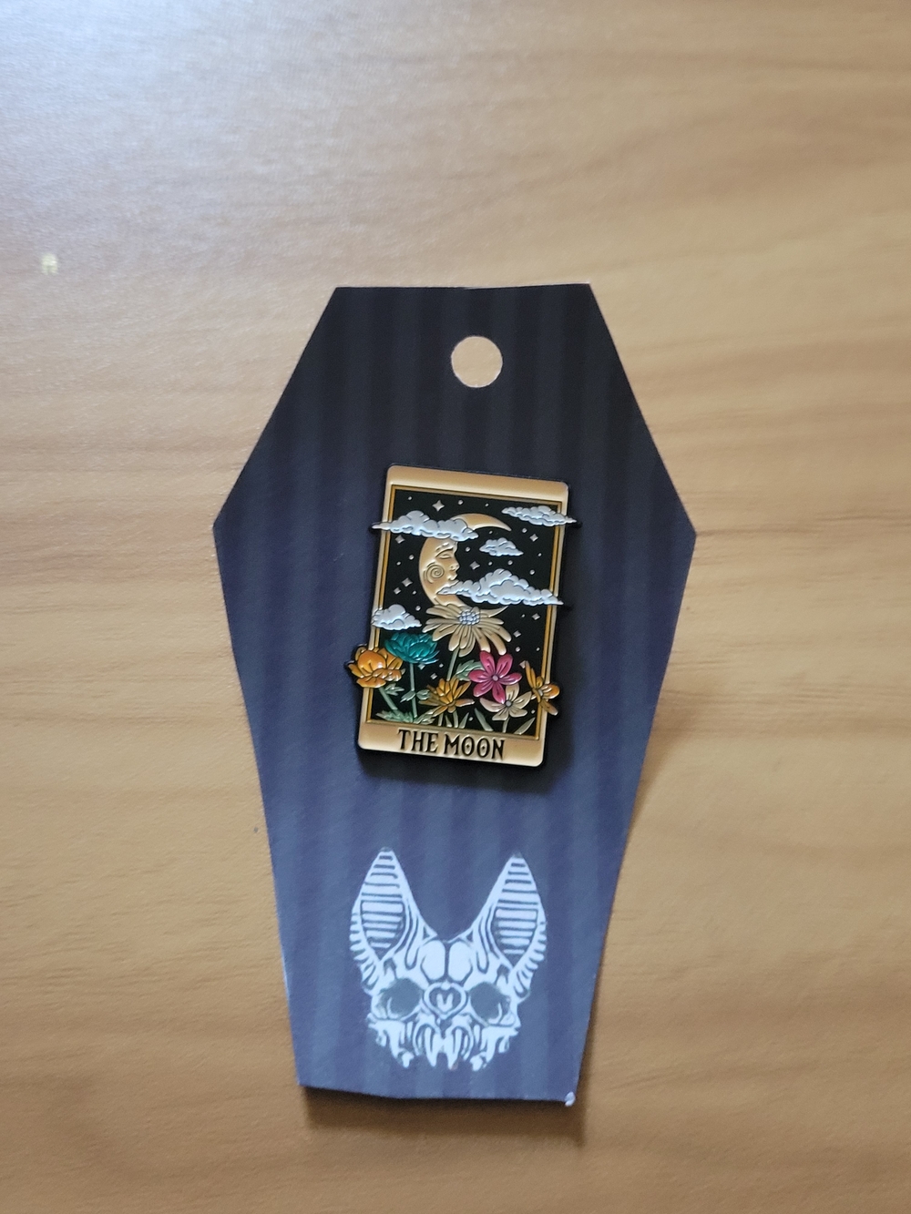 💀NEW💀Hand Crafted Gold, Black, Green, Pink Floral 'The Moon' Brooch